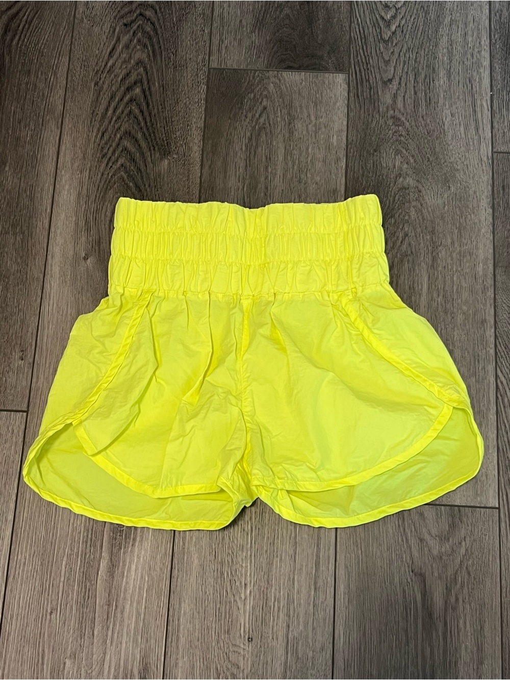 NWOT Bright Yellow Smocked Waist Athletic Shorts